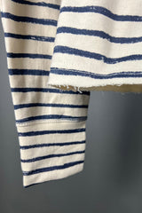 Rabens Saloner Hila Oyster and Navy Stripe Crew Top