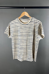 Rabens Saloner Margot Oyster & Navy Stripe Top