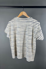 Rabens Saloner Margot Oyster & Navy Stripe Top