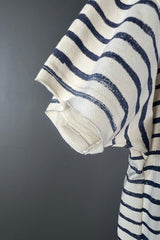 Rabens Saloner Margot Oyster & Navy Stripe Top