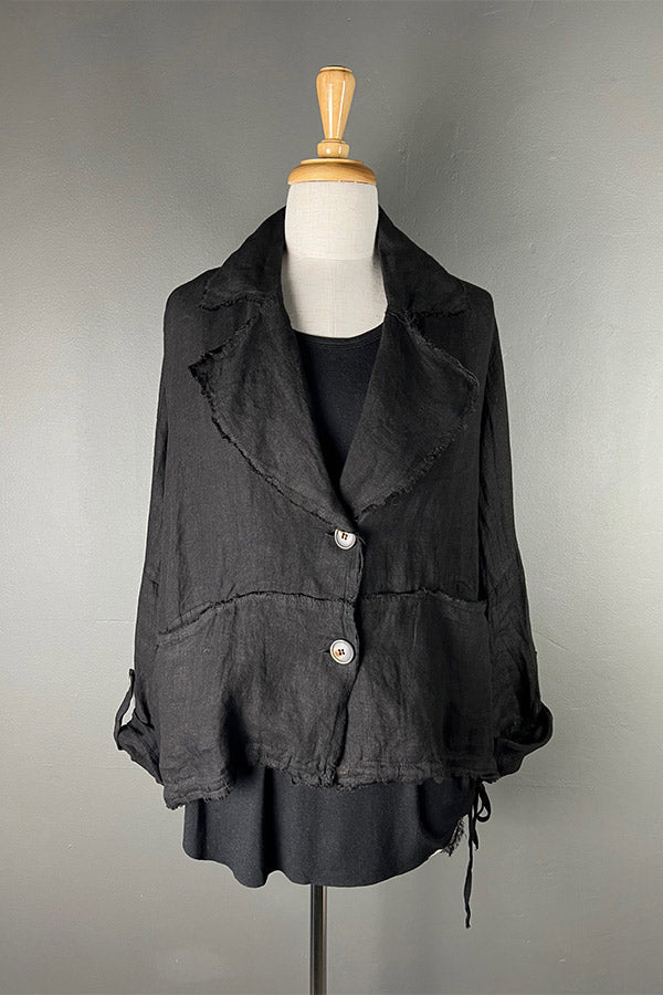 Sanctamuerte Linen & Viscose/Silk Jacket in Black