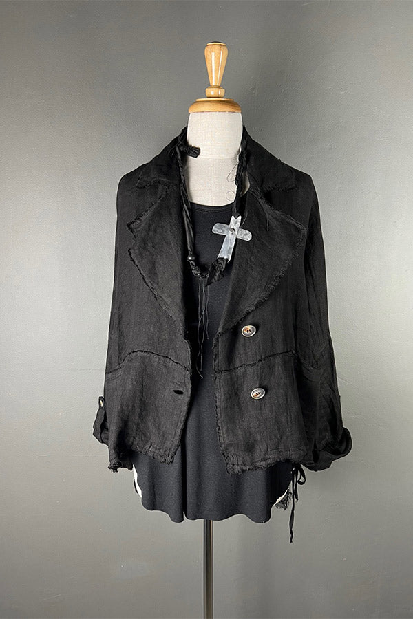 Sanctamuerte Linen & Viscose/Silk Jacket in Black