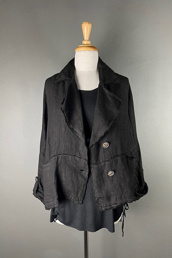 Sanctamuerte Linen & Viscose/Silk Jacket in Black