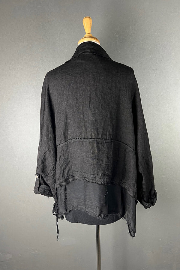 Sanctamuerte Linen & Viscose/Silk Jacket in Black