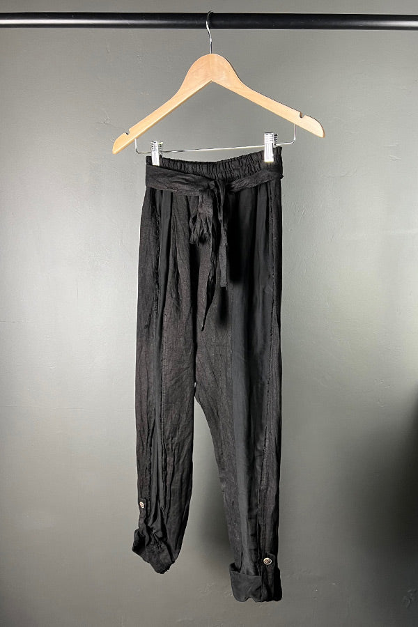 Sanctamuerte Black Viscose/Silk & Linen Pants