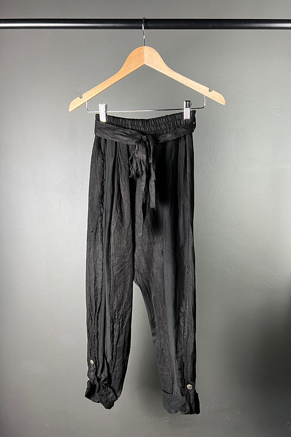 Sanctamuerte Black Viscose/Silk & Linen Pants