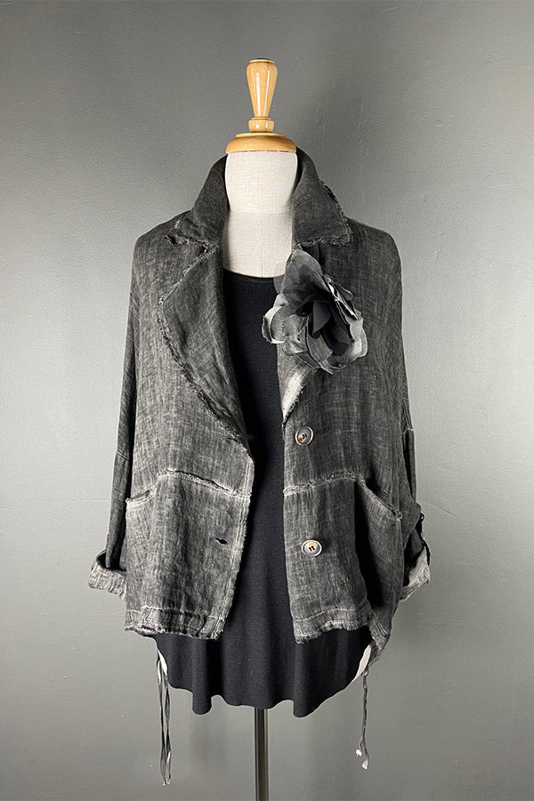 Sanctamuerte Linen & Silk Jacket in Grey