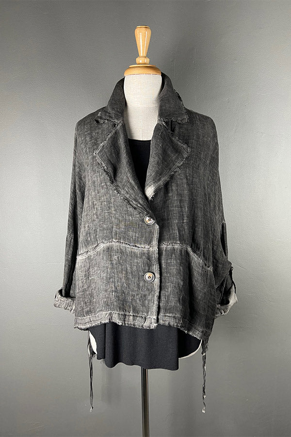 Sanctamuerte Linen & Silk Jacket in Grey