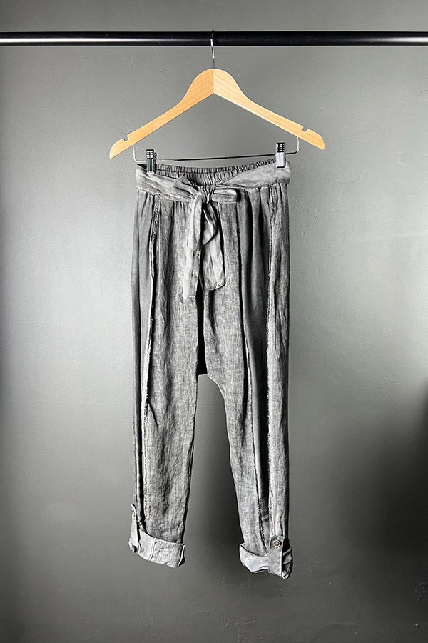 Sanctamuerte Grey Viscose/Silk & Linen Pants