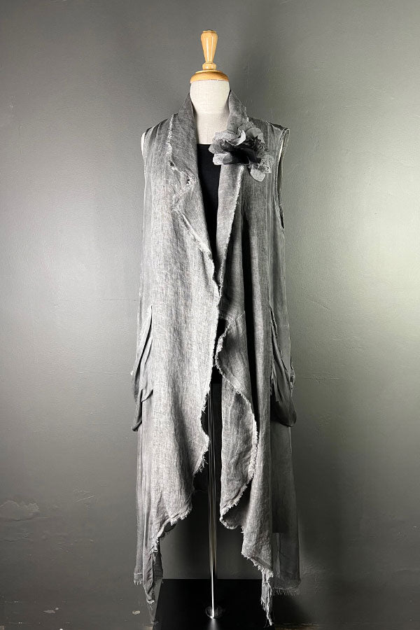 Sanctemuerte Long Gilet in Grey