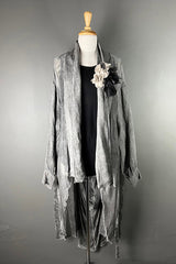 Sanctamuerte Linen & Viscose/Silk Coat in Grey