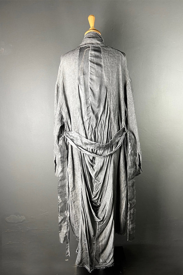 Sanctamuerte Linen & Viscose/Silk Coat in Grey