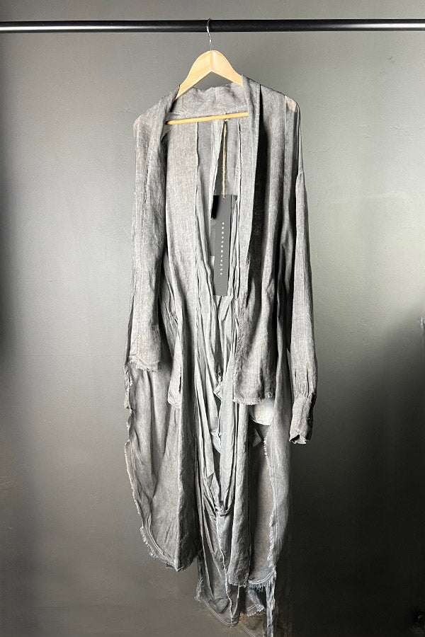 Sanctamuerte Linen & Viscose/Silk Coat in Grey