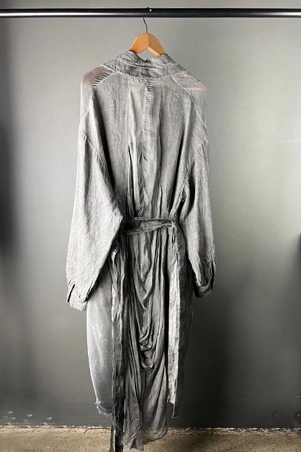 Sanctamuerte Linen & Viscose/Silk Coat in Grey