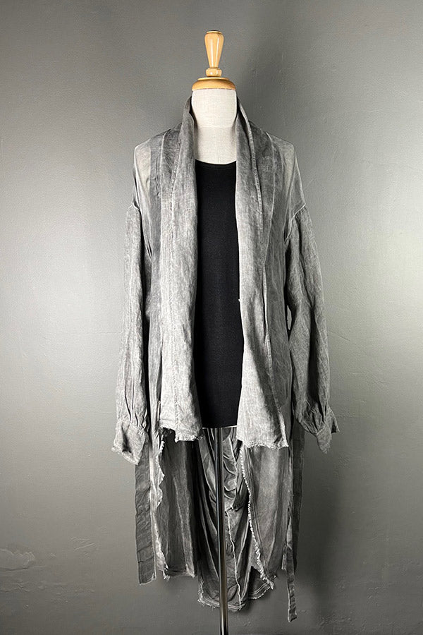Sanctamuerte Linen & Viscose/Silk Coat in Grey