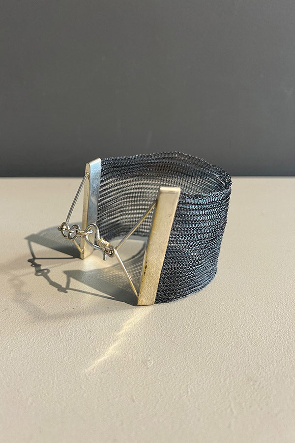 Seriously Designed Acid Wire Cuff with Silver Clasp