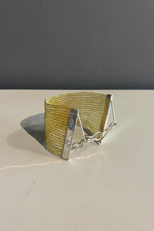 Seriously Designed Gold Wire Cuff with Silver Clasp