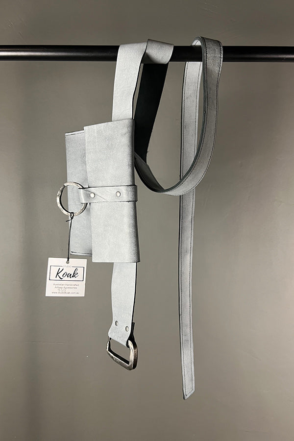 Studio Koak Grey Leather Ring Belt Bag