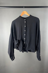 Sancamuerte Black Shirt with Fabric Rose Deatil