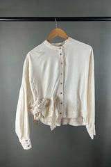 Sanctamuerte Off White Shirt with Flower-Knot Detail