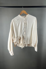 Sanctamuerte Off White Shirt with Flower-Knot Detail