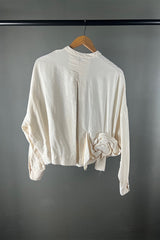 Sanctamuerte Off White Shirt with Flower-Knot Detail