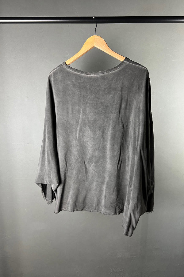 Sanctamuerte Grey Batwing Viscose Top