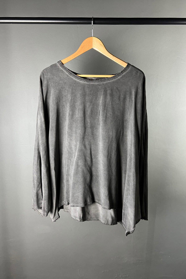 Sanctamuerte Grey Batwing Viscose Top