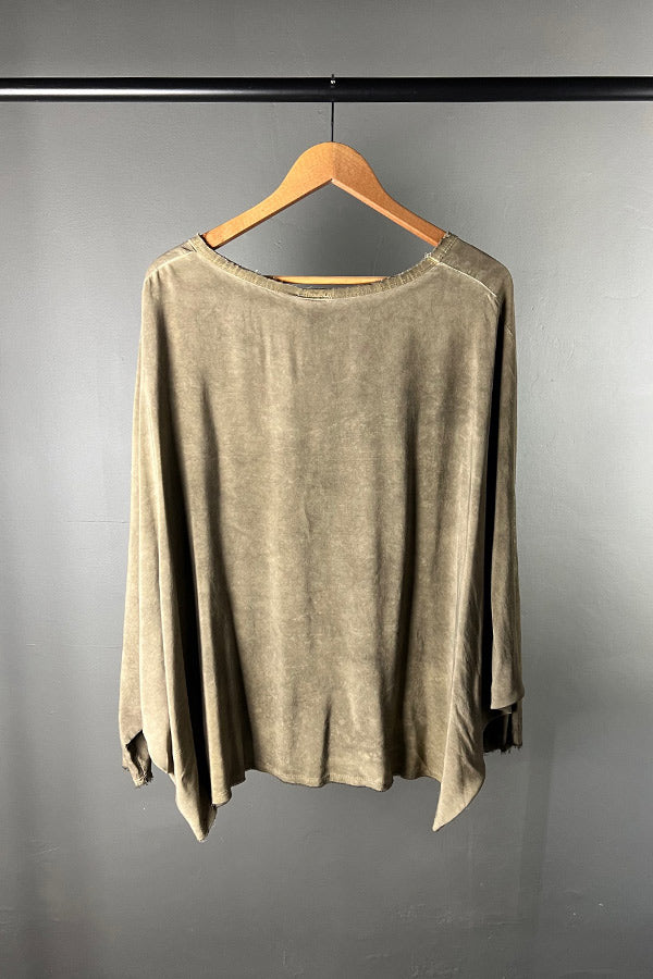 Sanctamuerte Viscose Green Batwing Top