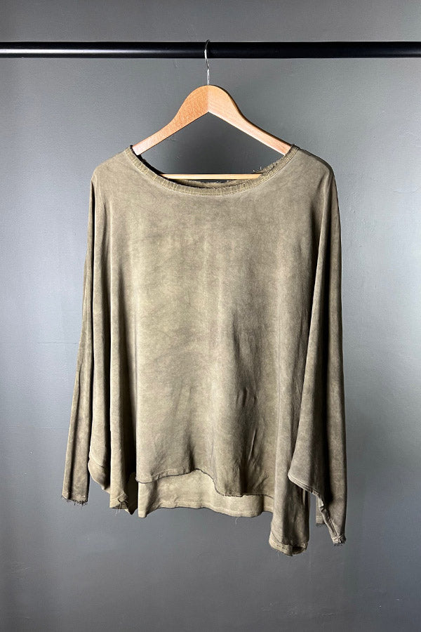 Sanctamuerte Viscose Green Batwing Top