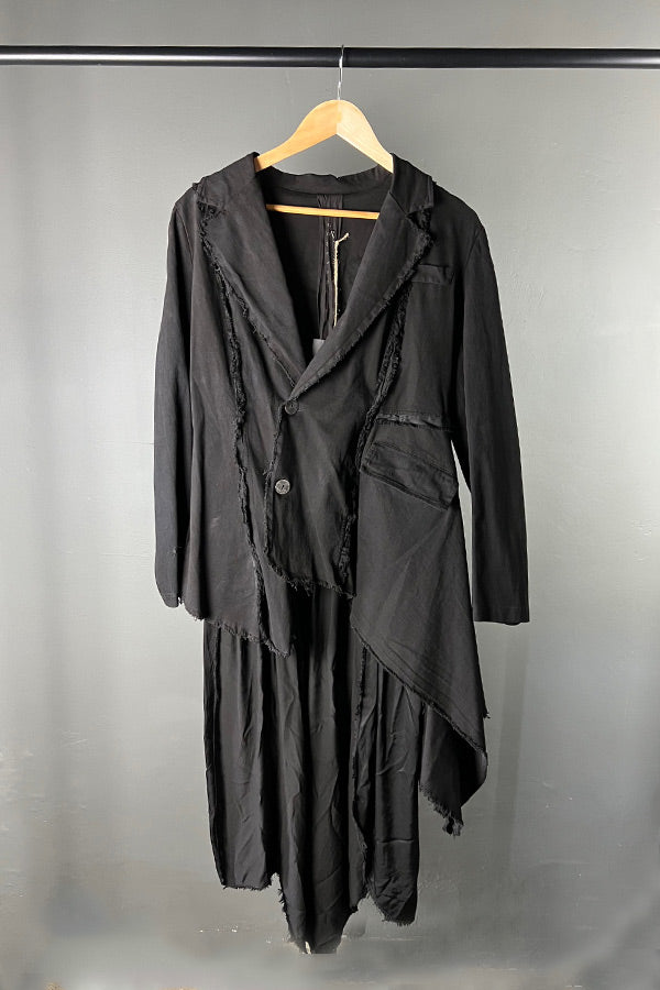 Sanctamuerte Black Asymmetrical Jacket with Viscose Detailing