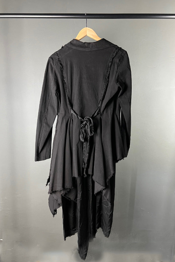 Sanctamuerte Black Asymmetrical Jacket with Viscose Detailing