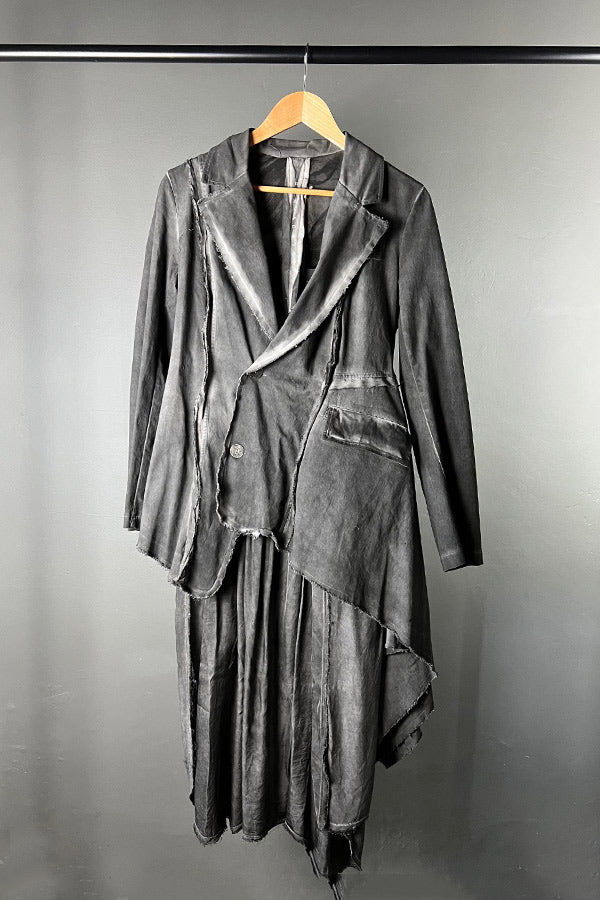 Sanctamuerte Grey Asymmetrical Cotton Jacket with Viscose