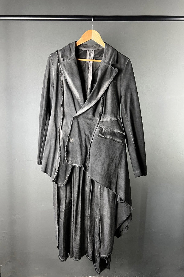 Sanctamuerte Grey Asymmetrical Cotton Jacket with Viscose