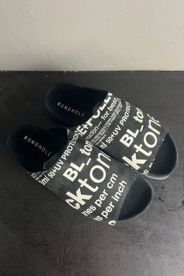 Rundholz + Trippen Type Print Suede Slides