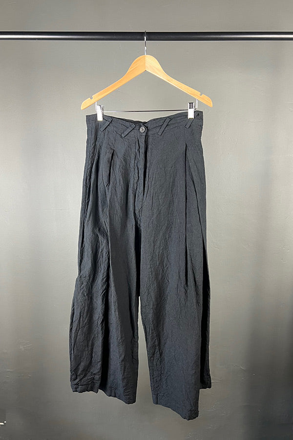 Rundholz Mainline Black Linen Wide-Leg Pants