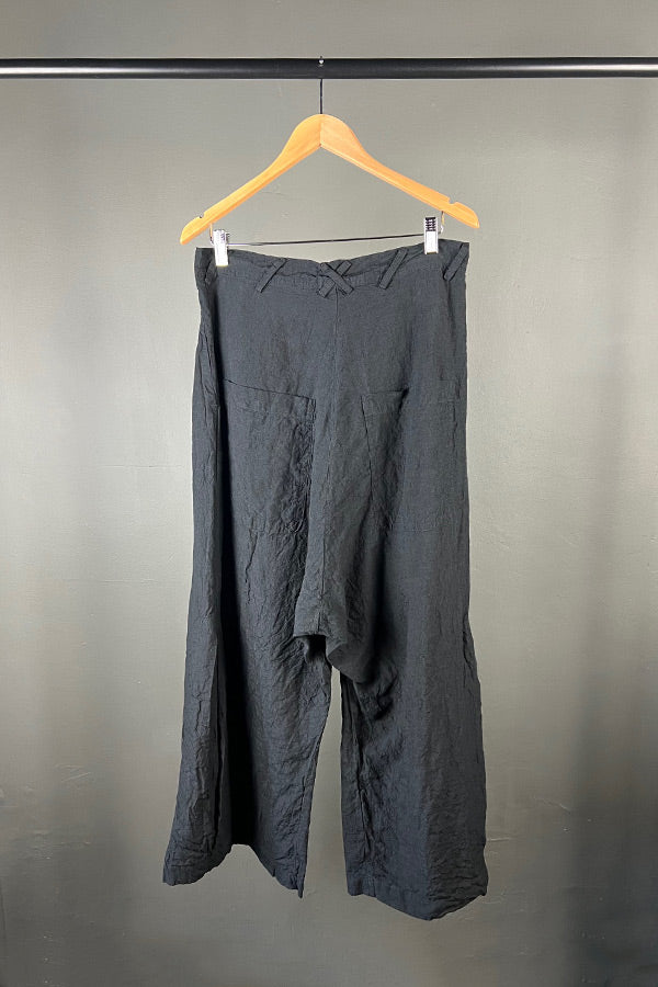 Rundholz Mainline Black Linen Wide-Leg Pants