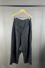 Rundholz Black Linen Relaxed Pants with Feature Pockets