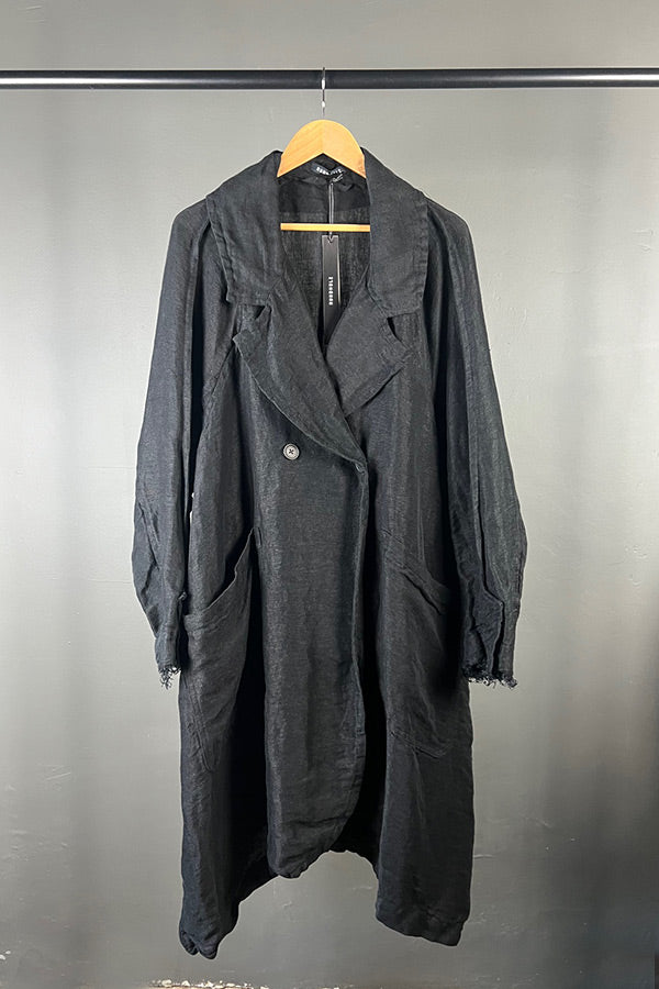 Rundholz Mainline Oversized Black Linen Coat