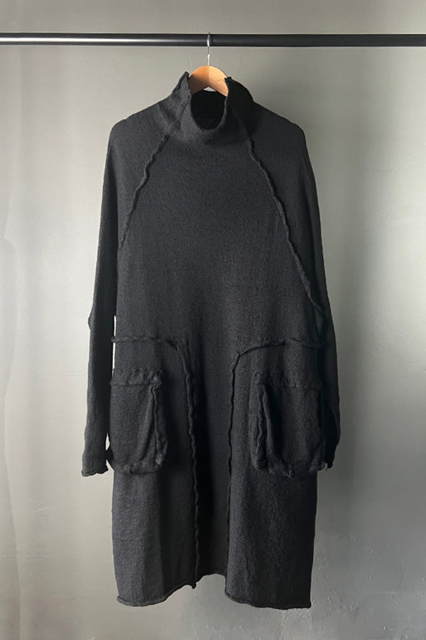 Studio Rundholz Black Boiled Woollen Dress