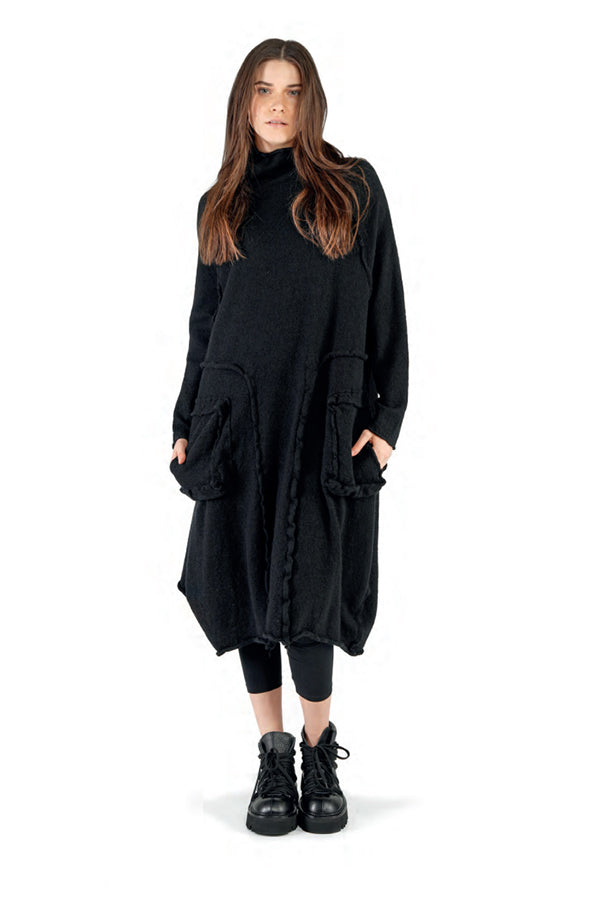 Studio Rundholz Black Boiled Woollen Dress