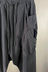 Rundholz Black Drawstring Pants with Round Pocket