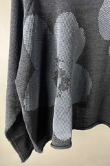 Rundholz Black Linen Knit with Charcoal Flower
