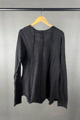 Rundholz Black Woollen Top with Flower Embellishment