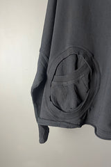 Rundholz Black Cotton Top with Front Pocket Circle Detail