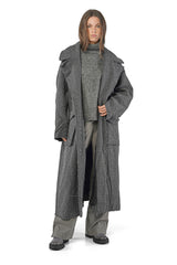 Rundholz Dark Grey Hooded Woollen Coat