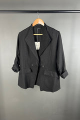 Transit Black Textural Linen Jacket