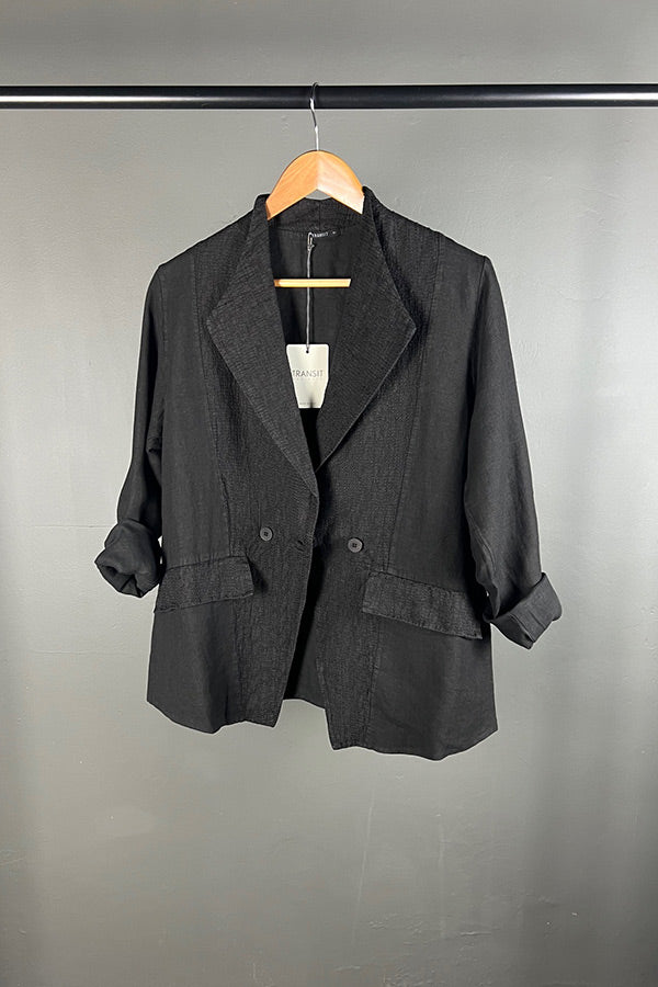 Transit Black Textural Linen Jacket