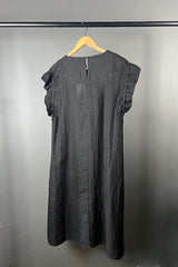 Transit Black Linen Dress with Frill Sleeve