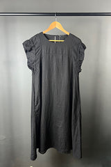 Transit Black Linen Dress with Frill Sleeve